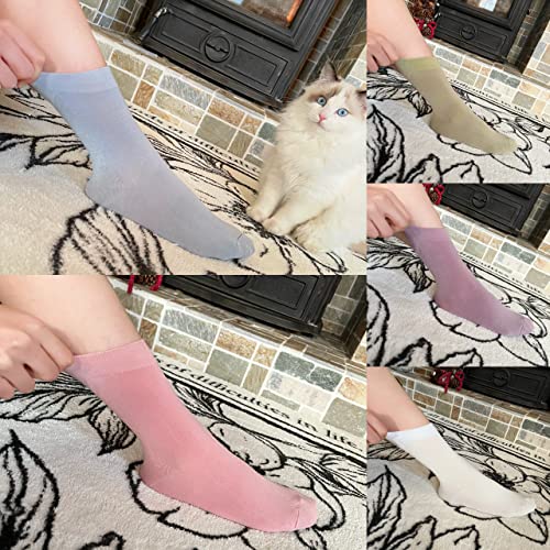 SERISIMPLE Women Thin Viscose Bamboo Socks Crew Lightweight Above Ankle Casual Dress Sock For Ladies Bootie Trouser 5 Pairs (Assorted, Medium) - Image 4