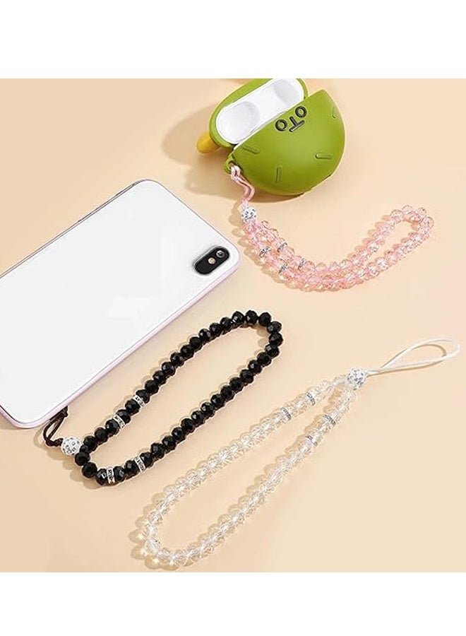 3PCS Cell Phone Lanyard Strap Phone Charm Bling Crystal Beads Hand Wrist Lanyard Strap Beaded Women's Wristlet - Image 5