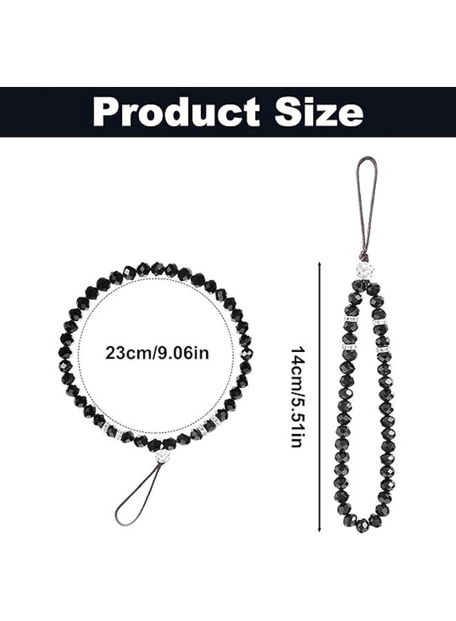 3PCS Cell Phone Lanyard Strap Phone Charm Bling Crystal Beads Hand Wrist Lanyard Strap Beaded Women's Wristlet - Image 2