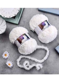 Pieces Skeins Soft Fur Yarn Fuzzy Fur Yarn Chunky Fluffy Faux Fur Yarn Eyelash Yarn Cream Fur Yarn for Crochet Blankets Rugs Clothes Knitting Projects, 30 Meters and 50 Grams for Each White