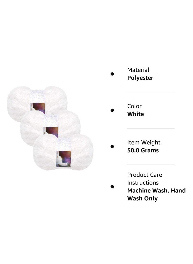 Generic - Pieces Skeins Soft Fur Yarn Fuzzy Fur Yarn Chunky Fluffy Faux Fur Yarn Eyelash Yarn Cream Fur Yarn for Crochet Blankets Rugs Clothes Knitting Projects, 30 Meters and 50 Grams for Each White - Image 1
