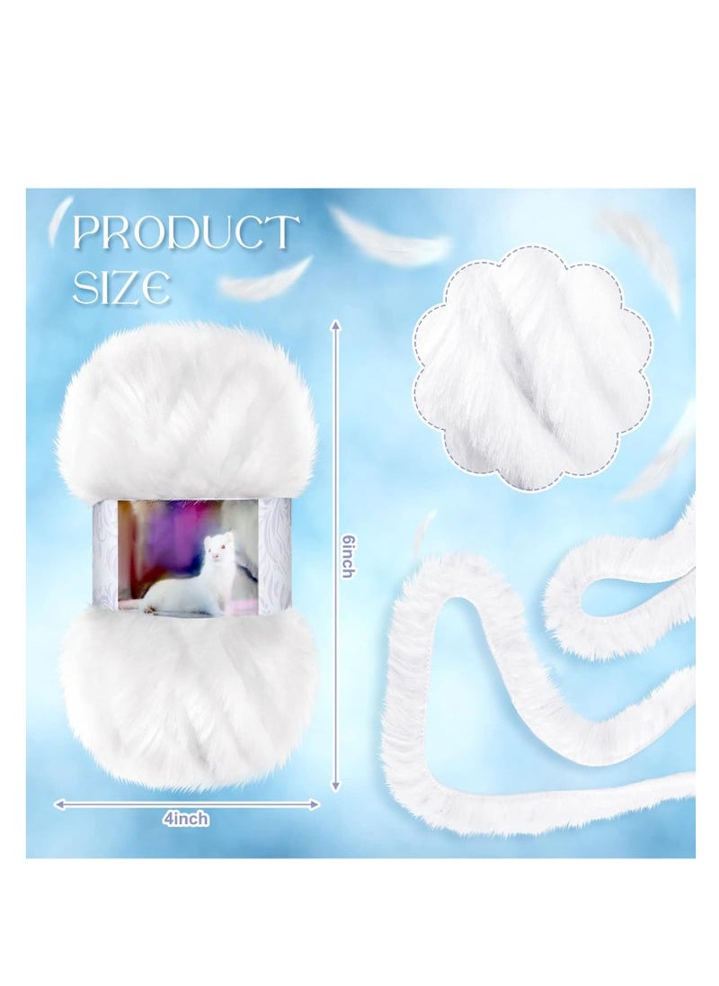 Generic - Pieces Skeins Soft Fur Yarn Fuzzy Fur Yarn Chunky Fluffy Faux Fur Yarn Eyelash Yarn Cream Fur Yarn for Crochet Blankets Rugs Clothes Knitting Projects, 30 Meters and 50 Grams for Each White - Image 1