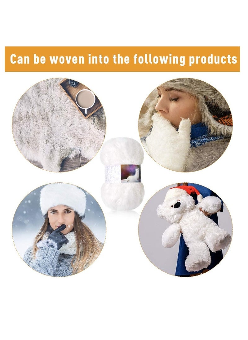 Generic - Pieces Skeins Soft Fur Yarn Fuzzy Fur Yarn Chunky Fluffy Faux Fur Yarn Eyelash Yarn Cream Fur Yarn for Crochet Blankets Rugs Clothes Knitting Projects, 30 Meters and 50 Grams for Each White - Image 1