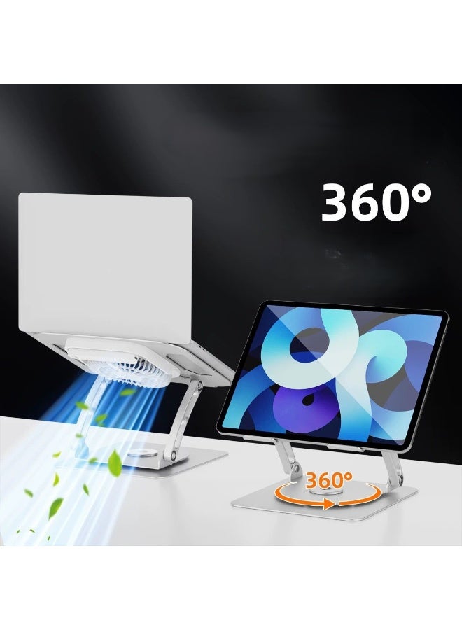 t672 carbon steel laptop stand v6.1 electric fan three speed 360 rotating - silver - Image 4