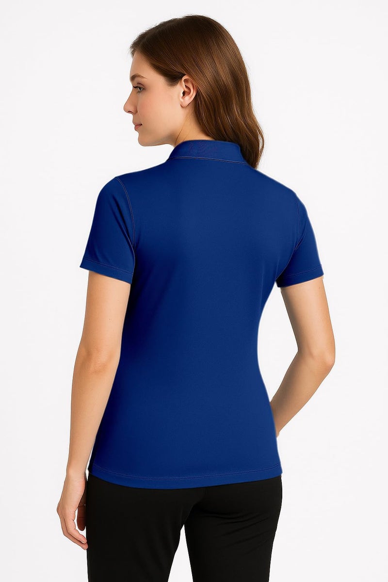 Animal Den Women's Dry-Fit Golf Polo Shirts 3-Button Golf Polo's in 20 Colors XS-3XL Shirt Royal-M - Image 3