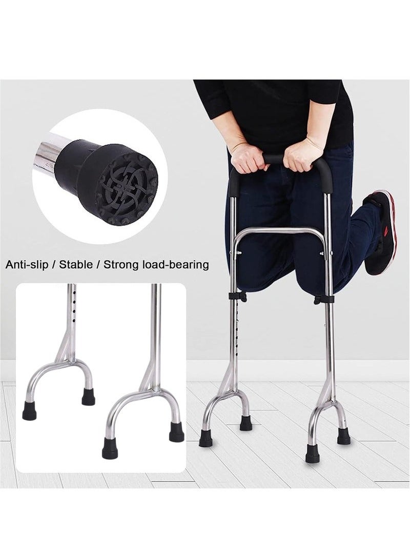 Quad Cane Adjustable Tetrapod Walking Stick with Four Leg Wide Base Stable Lightweight Stainless Steel Canes Standing Mobility Aid - Image 3