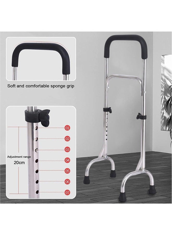 Quad Cane Adjustable Tetrapod Walking Stick with Four Leg Wide Base Stable Lightweight Stainless Steel Canes Standing Mobility Aid - Image 4