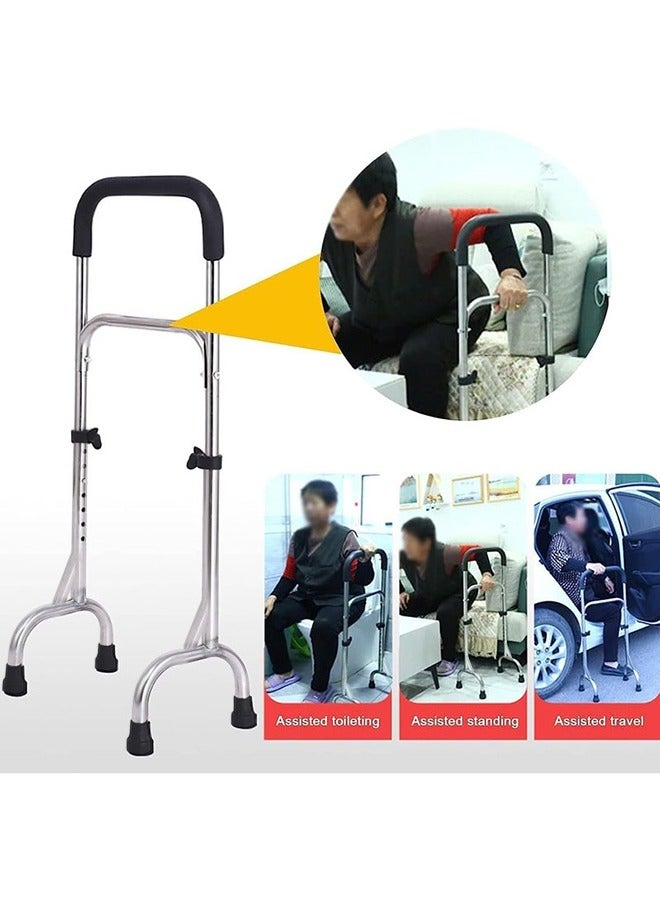 Quad Cane Adjustable Tetrapod Walking Stick with Four Leg Wide Base Stable Lightweight Stainless Steel Canes Standing Mobility Aid - Image 5