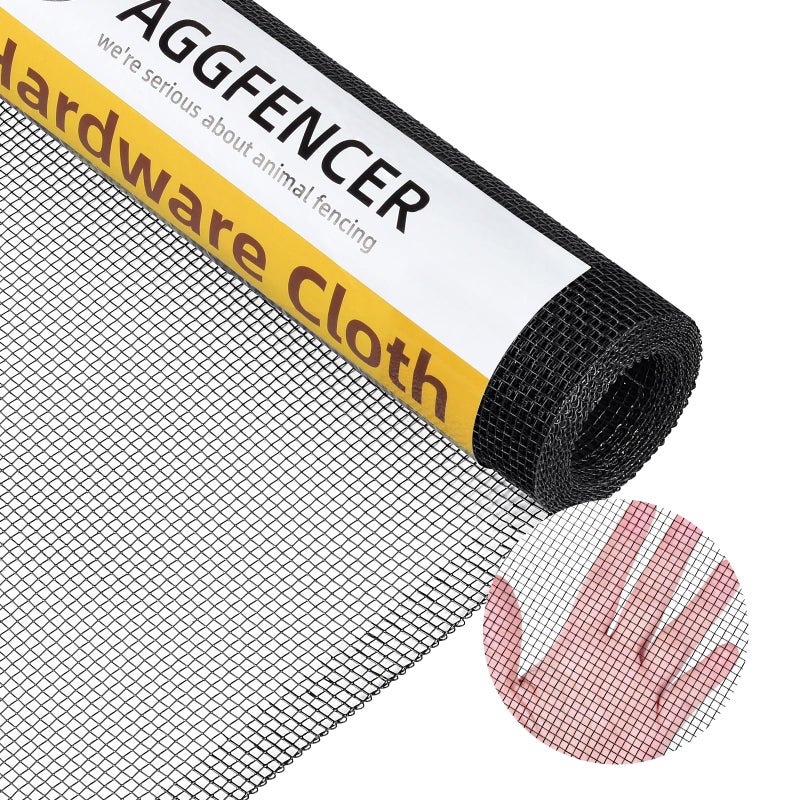 AggFencer 16in x 10ft Black Hardware Cloth 1/8 inch 27Ga PVC Coated Wire Mesh Vinyl Coated Galvanized Wire Mesh Screen Roll, Welded Metal Chicken Wire Fencing, for Garden Plant Fencing Bee Screen - Image 1