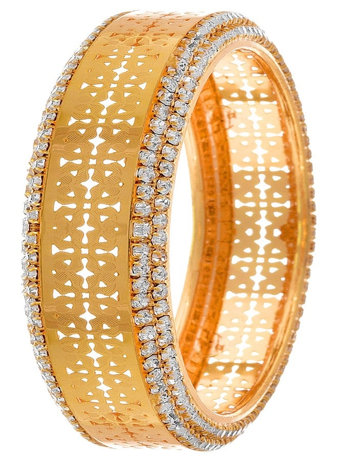 JFL -Traditional Ethnic One Gram Gold Plated Austrian Diamond Designer Bangle for Women & Girls.,Valentine - Image 2