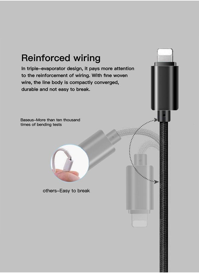 NIPUDUN - Unbreakable 3 in 1 Charging Cable with 3A Speed, Fast Charging Multi Purpose Cable Type C cable, Micro Usb Cable and Lightning Cable for iPhone 1m Black - Image 1
