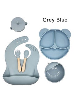 Generic 6-piece grey blue silicone food set  - Image 1