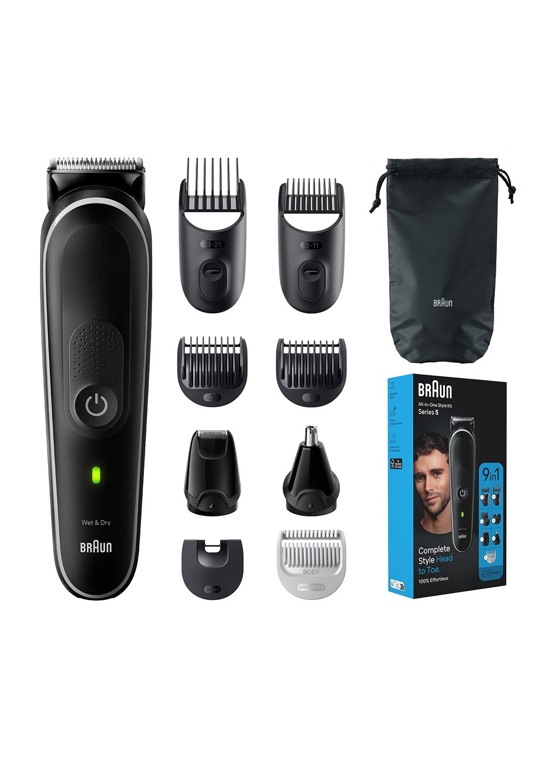BRAUN MGK5420 Series 5 Men's 9-in-1 Multi-Groomer For Body, Hair