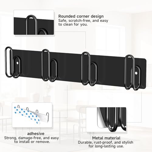 XILIMEN Mug Holder Wall Mounted, 2 Pack Coffee Cup Hooks, Metal Mug Rack for Kitchen, Modern Unique Cabinets Cups, Cup Holder Hanging Wall Hanger for Kitchen, Dining Room Coffee Bar (Black) - Image 4