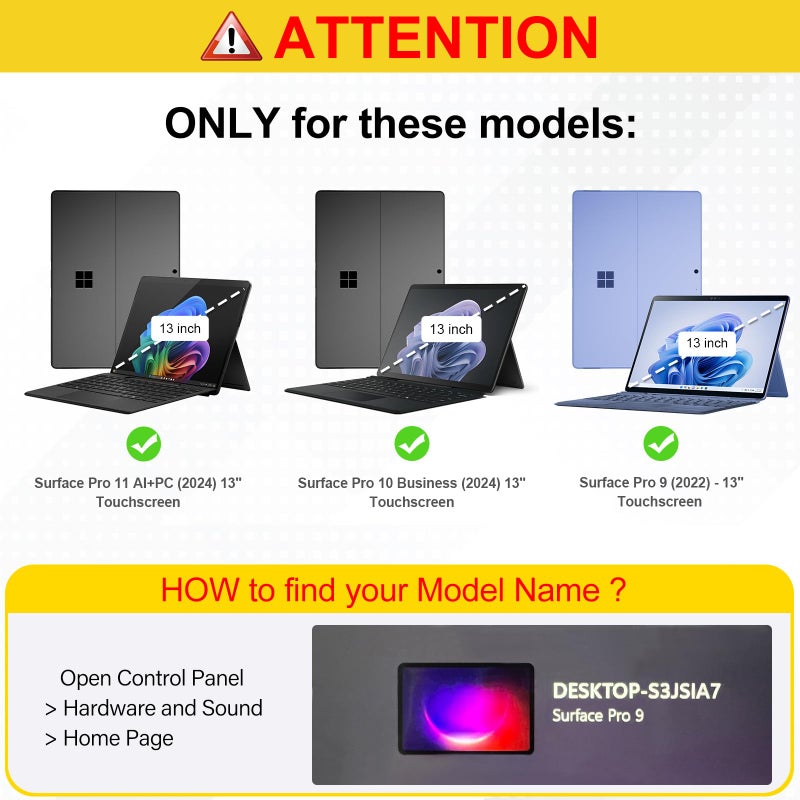 Fintie Hard Case for 13 Inch Microsoft Surface Pro 11/10/9 - Shockproof Folio Rugged Cover with Clear Transparent Back Shell Compatible with Type Cover Keyboard, Green - Image 2