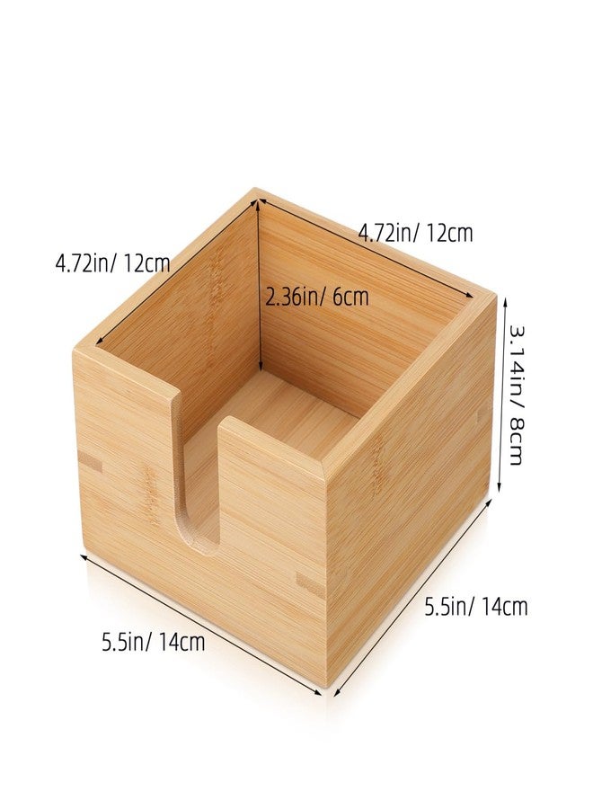 DEARMAMY Napkin Holder Bamboo Napkin Dispenser Decorative Table Storage Box for Kitchen Dining Bathroom 5.51 X 5.51 X 3.14 Inch Compact Design - Image 3
