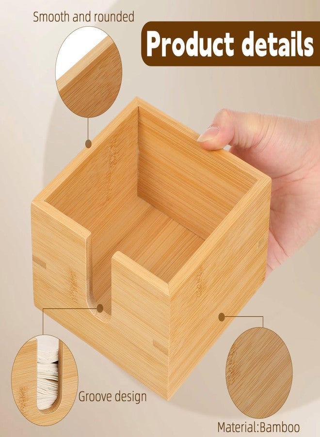 DEARMAMY Napkin Holder Bamboo Napkin Dispenser Decorative Table Storage Box for Kitchen Dining Bathroom 5.51 X 5.51 X 3.14 Inch Compact Design - Image 4