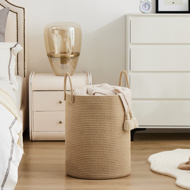 YOUDENOVA Woven Rope Laundry Hamper Basket by YOUDENOVA, 72L Tall Luandry Basket, Baby Nursery Hamper for Blanket Storage in Bedroom-Large-Jute - Image 5