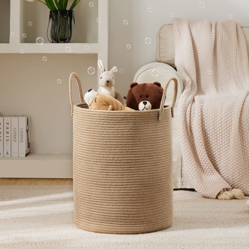 YOUDENOVA Woven Rope Laundry Hamper Basket by YOUDENOVA, 72L Tall Luandry Basket, Baby Nursery Hamper for Blanket Storage in Bedroom-Large-Jute - Image 2