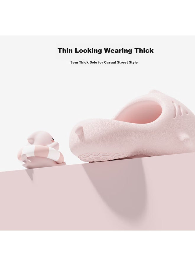 Chikoku New Cute Shark Slippers For Women Summer Home Thick-soled Anti-slip Couple Shark Cool Slippers For Men Summer - Image 2