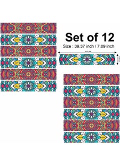 CVANU CVANU Set of 12 Colorful Mandala Design Printed Stairs Sticker SelfAdhesive Waterproof Vinyl for Steps 393inchX709inch_S190  - Image 3
