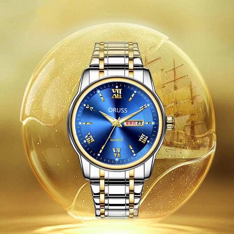 Automatic Mens Luminous Waterproof Luxury Watch Smart room blue face + five-year warranty