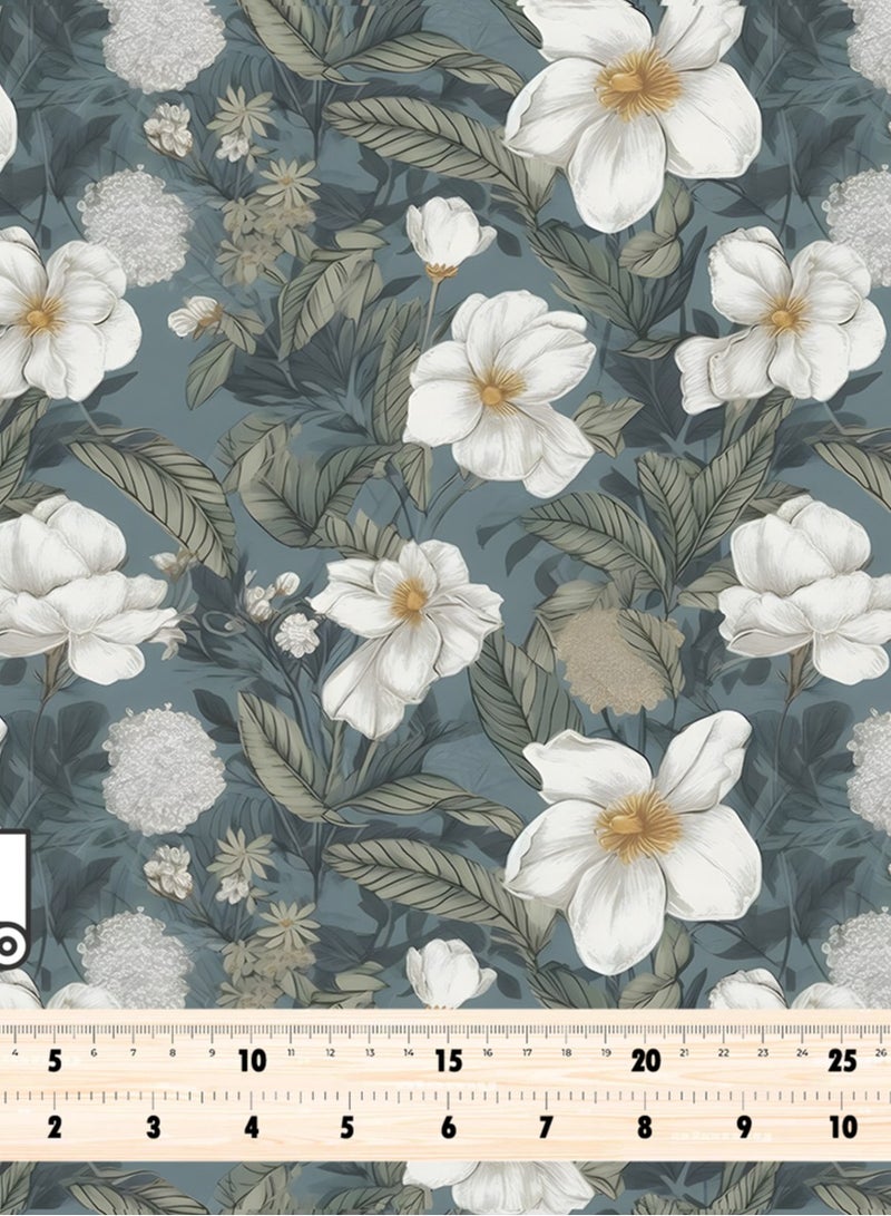 Vellato Al Lail Aramny Silk Fabric By The Yard White, Green Flowers Jalabiya Makhweer Dressmaking 58 Inches Width - Image 4