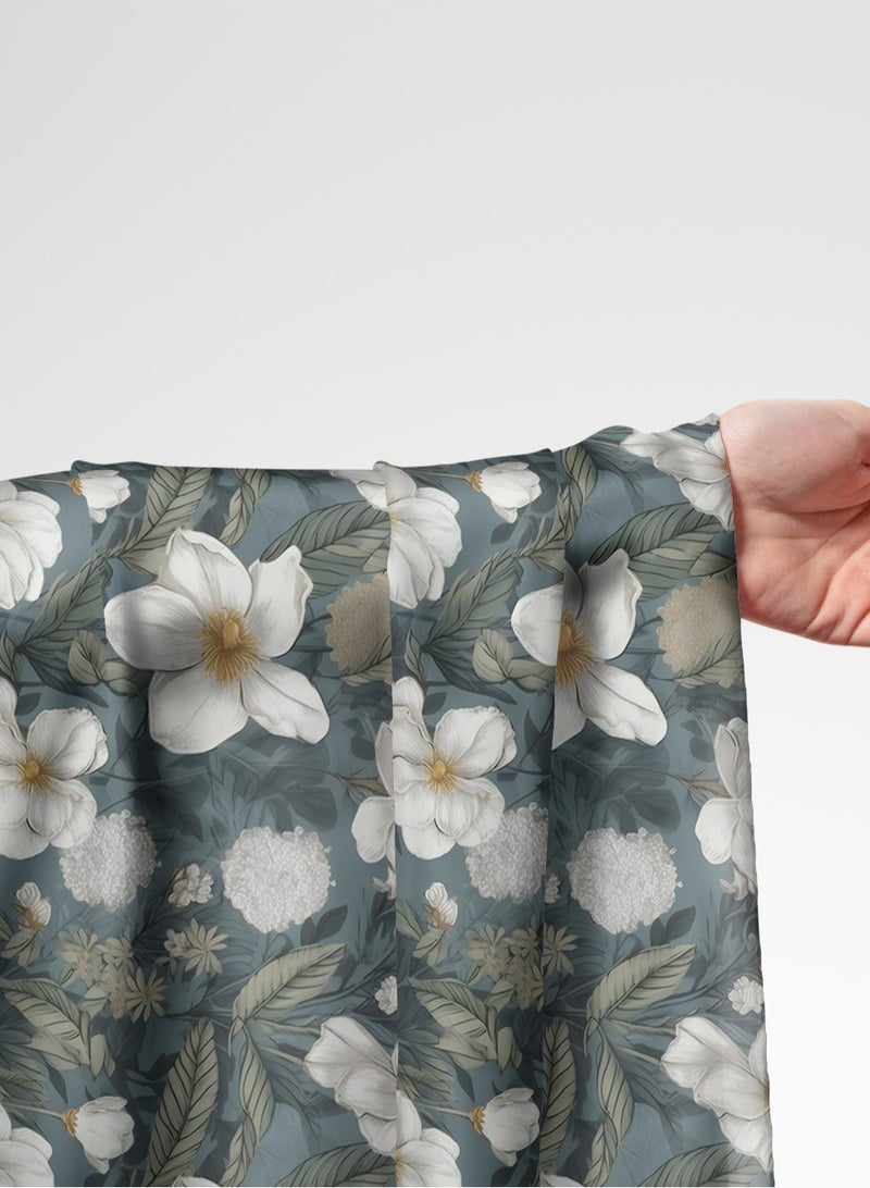 Vellato Al Lail Aramny Silk Fabric By The Yard White, Green Flowers Jalabiya Makhweer Dressmaking 58 Inches Width - Image 1