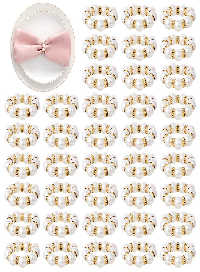 APTWOW Pearl Gold Napkin Rings Set of 100 - Imitation Pearl Napkin Holder, Disposable White&Gold Napkins Rings Bulk for Wedding Party Birthday Banquet Table Decor and Daily Use - Image 1