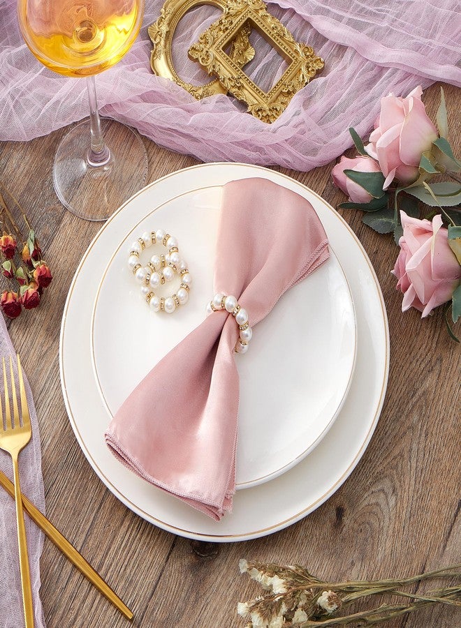 APTWOW Pearl Gold Napkin Rings Set of 100 - Imitation Pearl Napkin Holder, Disposable White&Gold Napkins Rings Bulk for Wedding Party Birthday Banquet Table Decor and Daily Use - Image 4