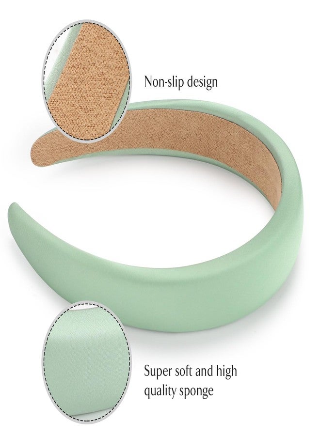 WantGor Padded Headband for Women, Wide Sponge HeadBands Plain Solid Hair Band Hoops Vintage Yoga Head Bands Fashion Elastic Hairband Accessories (Green) - Image 3