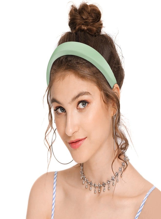 WantGor Padded Headband for Women, Wide Sponge HeadBands Plain Solid Hair Band Hoops Vintage Yoga Head Bands Fashion Elastic Hairband Accessories (Green) - Image 5