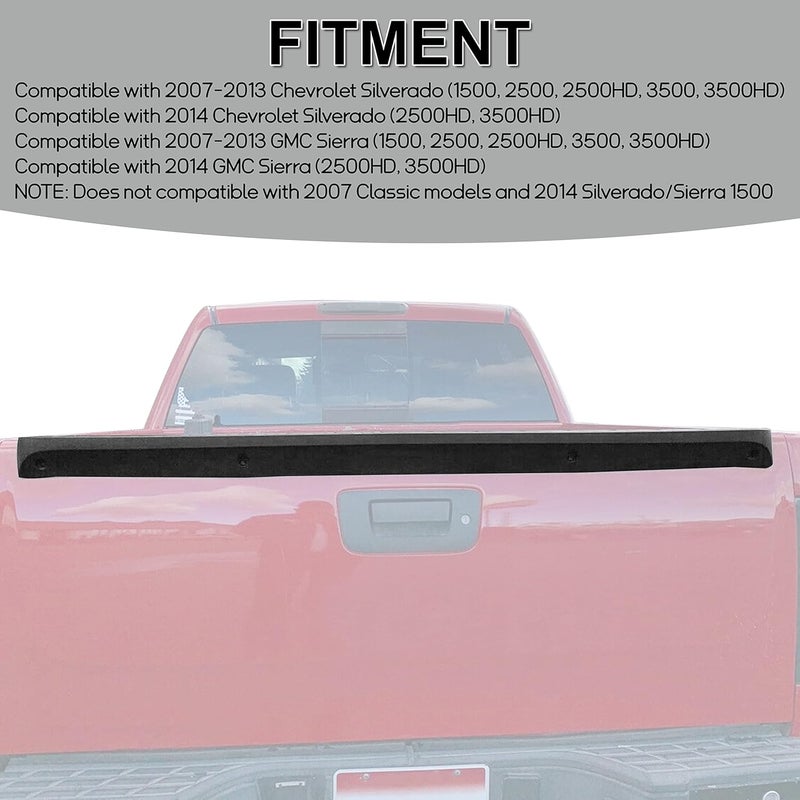 ECOTRIC غطاء واقي علوي لبوابة الشاحنة من ECOTRIC متوافق مع شيفروليه GMC سيلفرادو سييرا 1500 2007-2013 2500 3500 بديل لرقم 25844299 GM1904104 - Image 2