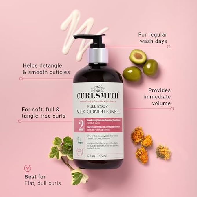 CURLSMITH - FULL BODY MILK HAIR CONDITIONER, VOLUMIZING AND HYDRATING FOR WAVY, CURLY OR COILY HAIR, VEGAN (355ML/12FL OZ) - Image 3