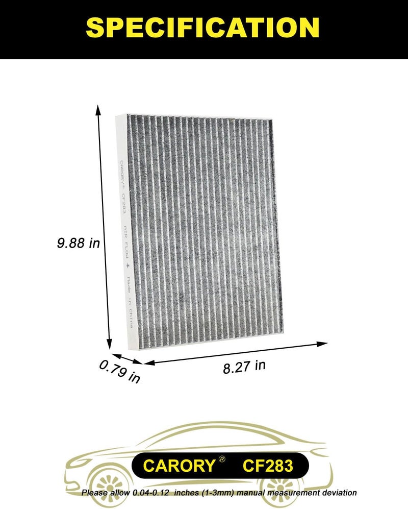 Carory Cabin Air Filter w/Activated Carbon for Chrysler Pacifica (2017-2025), Grand Caravan (2021-2025), Voyager (2020-2025), OE# 68606186AA, 68597396AA, CF12283, XC10581C, CAF99238C, 68308950 AA - Image 2