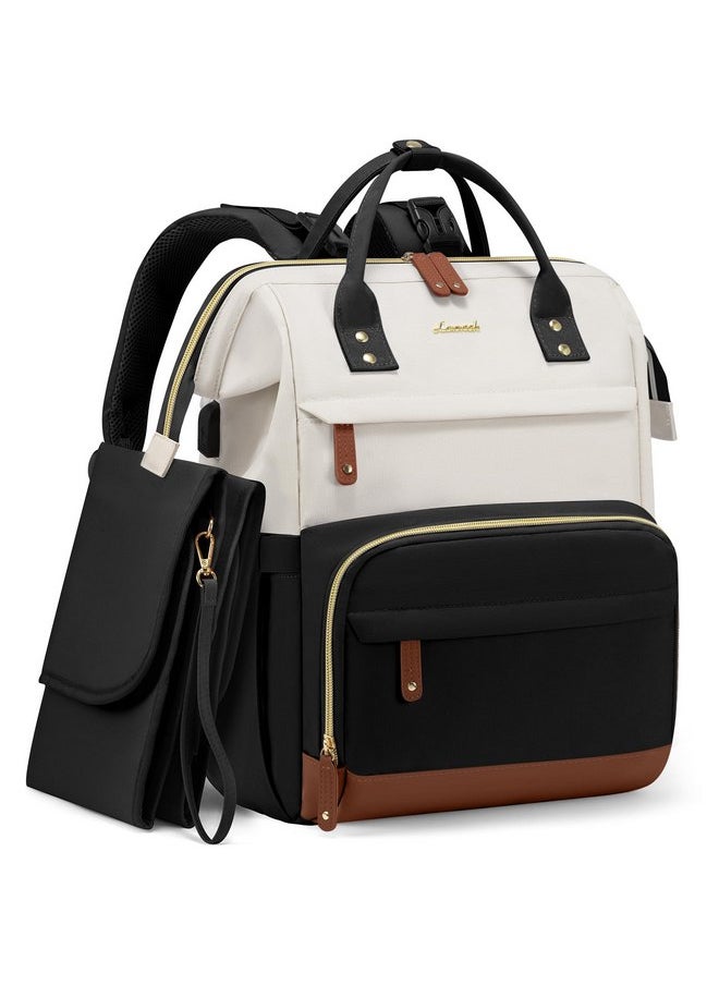 Lovevook LOVEVOOK Diaper Bag Backpack, Baby Bag with Changing Station, Large Diaper Backpack for Mom Dads, Waterproof Mommy Bag for Boy and Girl, Travel Essential Baby Shower, Black-Beige  - Image 1