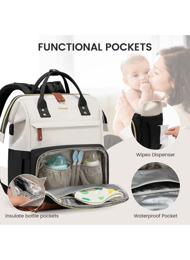 Lovevook LOVEVOOK Diaper Bag Backpack, Baby Bag with Changing Station, Large Diaper Backpack for Mom Dads, Waterproof Mommy Bag for Boy and Girl, Travel Essential Baby Shower, Black-Beige  - Image 3