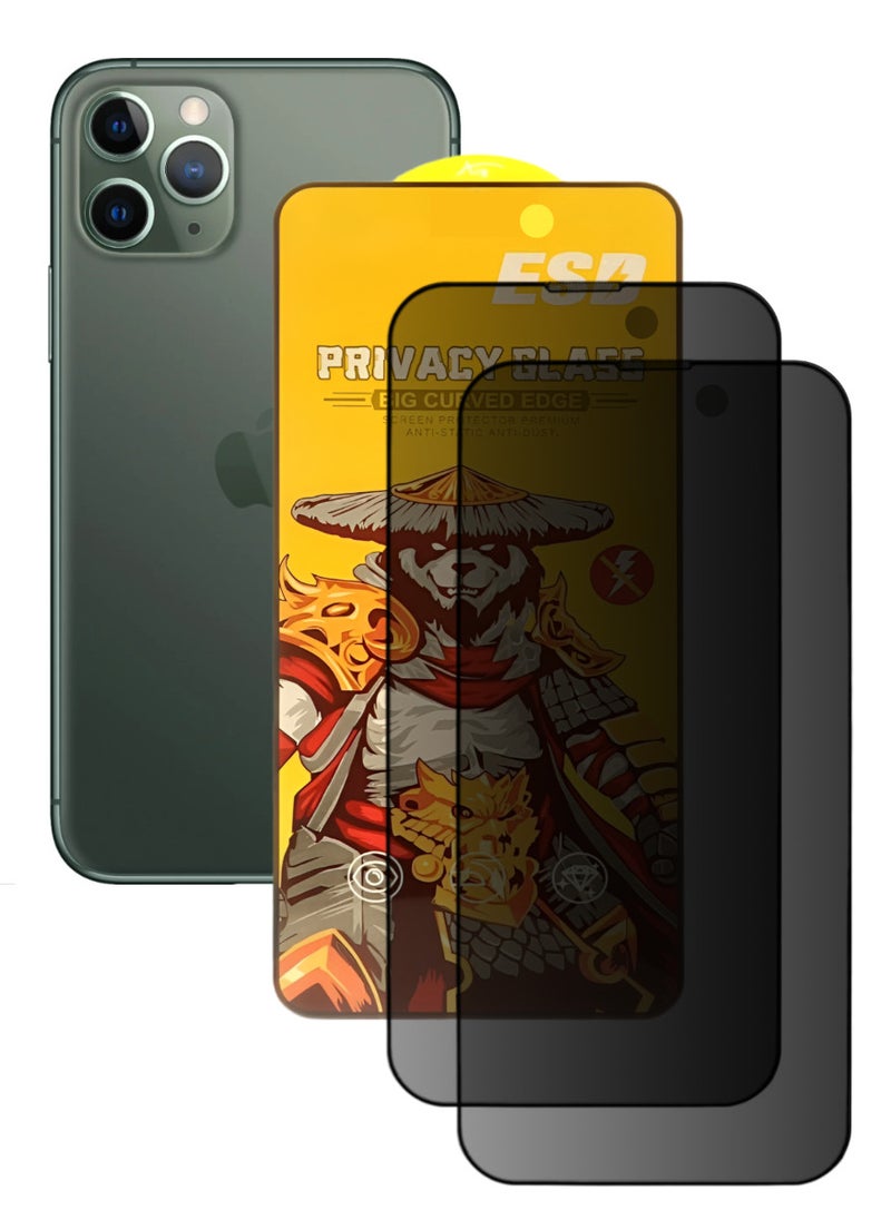 ESD 2 Pieces Tempered Dustproof Privacy Glass Screen Protector Compatible For iPhone 11 Pro - Image 1