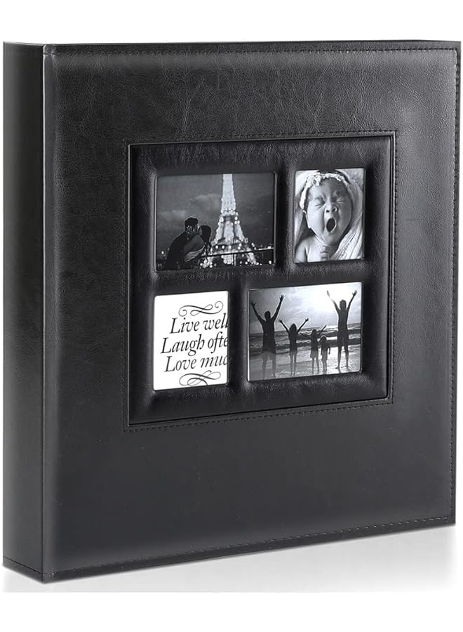 The Bros Photo Album, 500 4x6In Pockets Photos, Leather Cover Extra Large Capacity Family Wedding Picture Albums Holds 500 Horizontal and Vertical Photos (Black) - Image 1