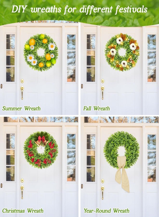 Vlorart 20 Inch Boxwood Wreaths for Front Door, Artificial Spring Wreath for Wall Farmhouse Wedding Porch Green Wreath with Sash Year Round Indoor Outdoor for Summer Farmhouse Wreaths Home Decorations - Image 5