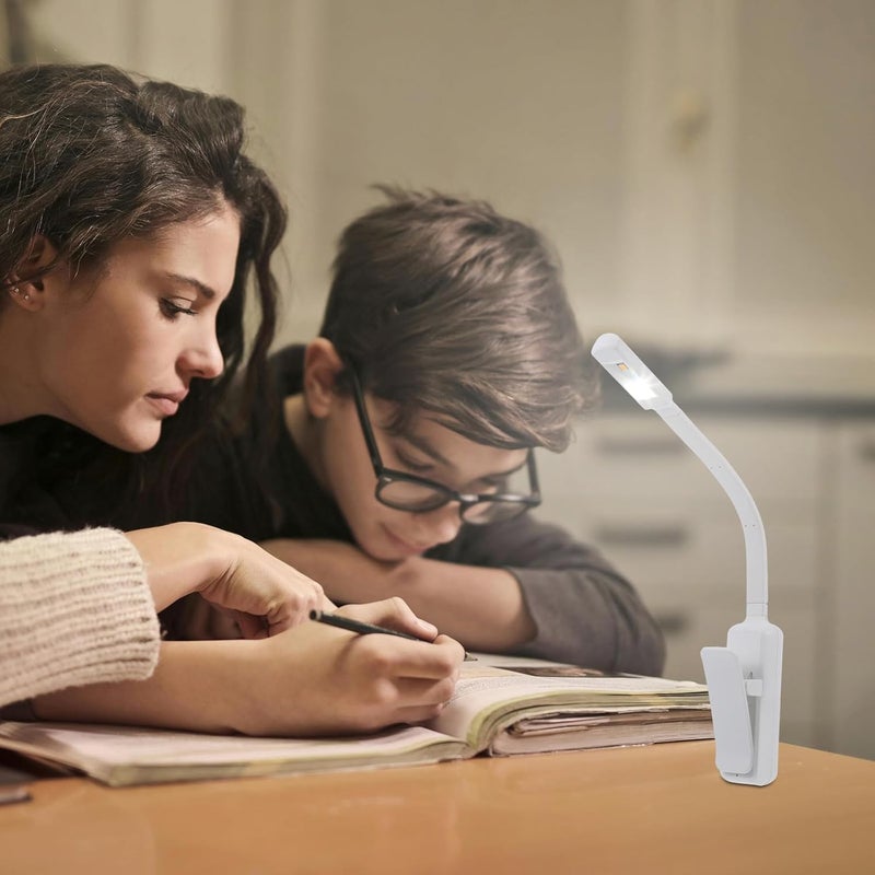 مصباح كتاب قابل للشحن بتقنية LED، مصباح قراءة أبيض محمول صحي للعيون للاستخدام في السرير والسكن الطلابي، مصباح قراءة خفيف الوزن مزود بمشبك للدراسة والسفر - Image 4