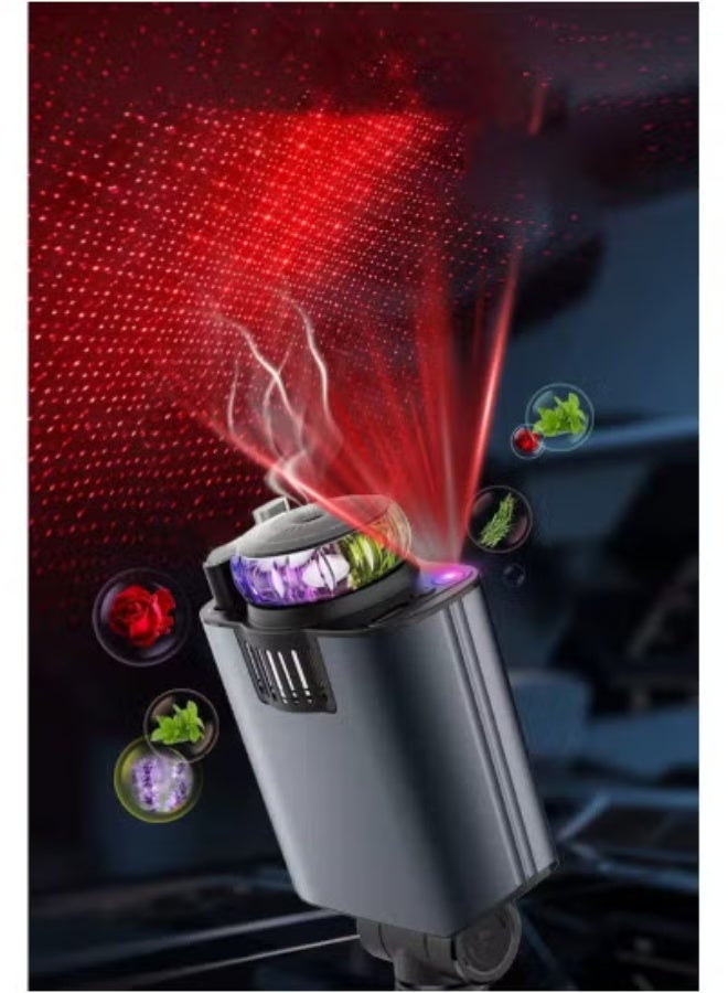 JAJEEK 120W 5-in-1 Retractable Car Charger with Built-in Starlight Ambient Lamp & Air Freshener | PD 30W Fast Charging for iPhone & Android Devices | USB-C & QC3.0 Multi-Port Car Adapter | Fireproof PC Shell | Universal Car Accessory for Travel & Commute - Image 1