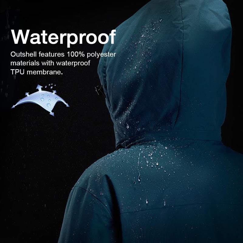 CAMEL CROWN Mens Winter Coat Waterproof Ski Jacket with Fleece Lining Warm Windproof for Snow Rain Outdoor Hiking Mountain - Image 2
