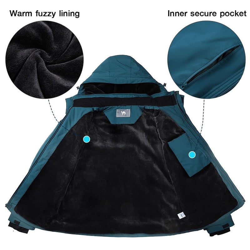 CAMEL CROWN Mens Winter Coat Waterproof Ski Jacket with Fleece Lining Warm Windproof for Snow Rain Outdoor Hiking Mountain - Image 3