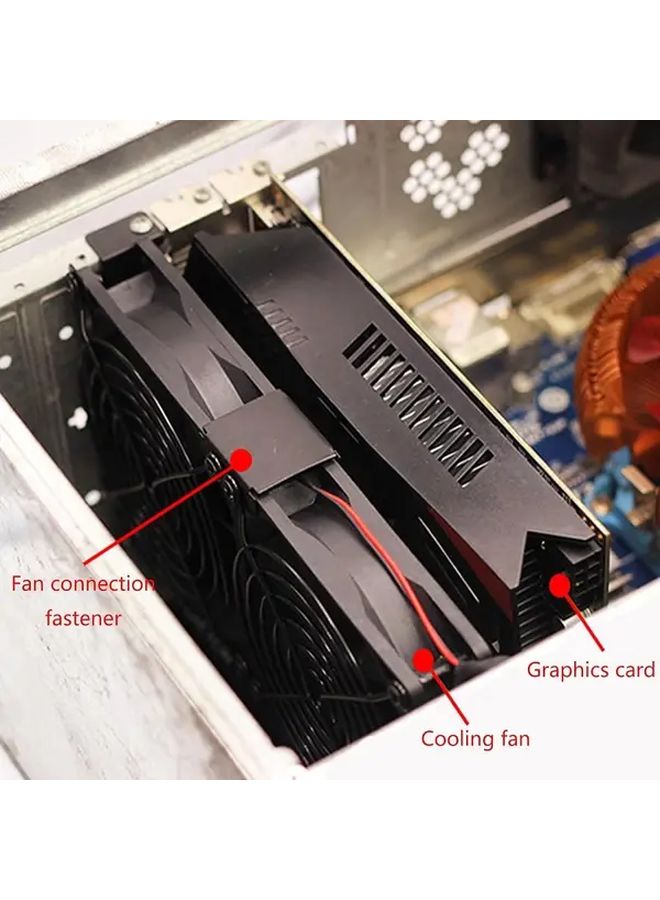 قوس تبريد GPU بمروحتين مزدوجتين مع مروحتين سوداوين وشبكتين حديديتين لفتحة PCIe - Image 3