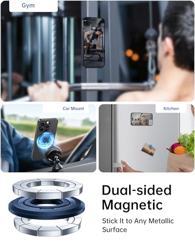 SYNCWIRE for MagSafe Ring Phone Holder, 360° Rotation Magnetic Cell Phone Grip Dual-Sided Magnets Phone Ring Kickstand Compatible with iPhone 17 16 15 14 13 12 Pro Max MagSafe, Android, Samsung etc. - Image 5