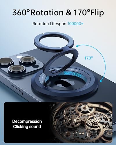 SYNCWIRE for MagSafe Ring Phone Holder, 360° Rotation Magnetic Cell Phone Grip Dual-Sided Magnets Phone Ring Kickstand Compatible with iPhone 17 16 15 14 13 12 Pro Max MagSafe, Android, Samsung etc. - Image 3