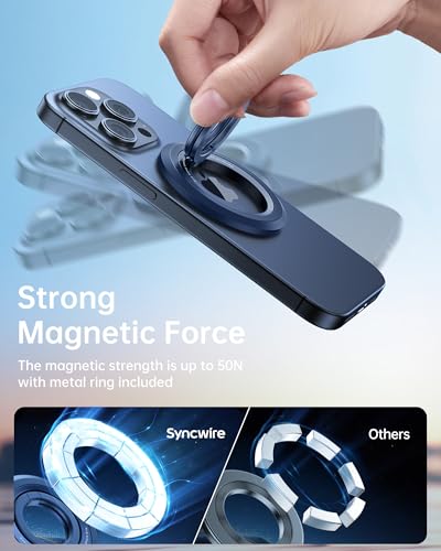 SYNCWIRE for MagSafe Ring Phone Holder, 360° Rotation Magnetic Cell Phone Grip Dual-Sided Magnets Phone Ring Kickstand Compatible with iPhone 17 16 15 14 13 12 Pro Max MagSafe, Android, Samsung etc. - Image 4