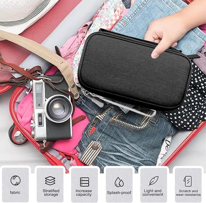 KASTWAVE Compact Travel Cable Organizer Bag for Electronics Accessories, Portable Power Bank Case with Multiple Compartments for Earphones, USB Drives, Chargers, Hard Drives (Black) - Image 2