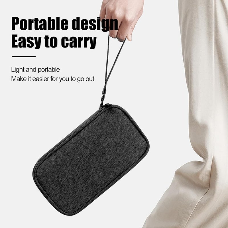 KASTWAVE Compact Travel Cable Organizer Bag for Electronics Accessories, Portable Power Bank Case with Multiple Compartments for Earphones, USB Drives, Chargers, Hard Drives (Black) - Image 4
